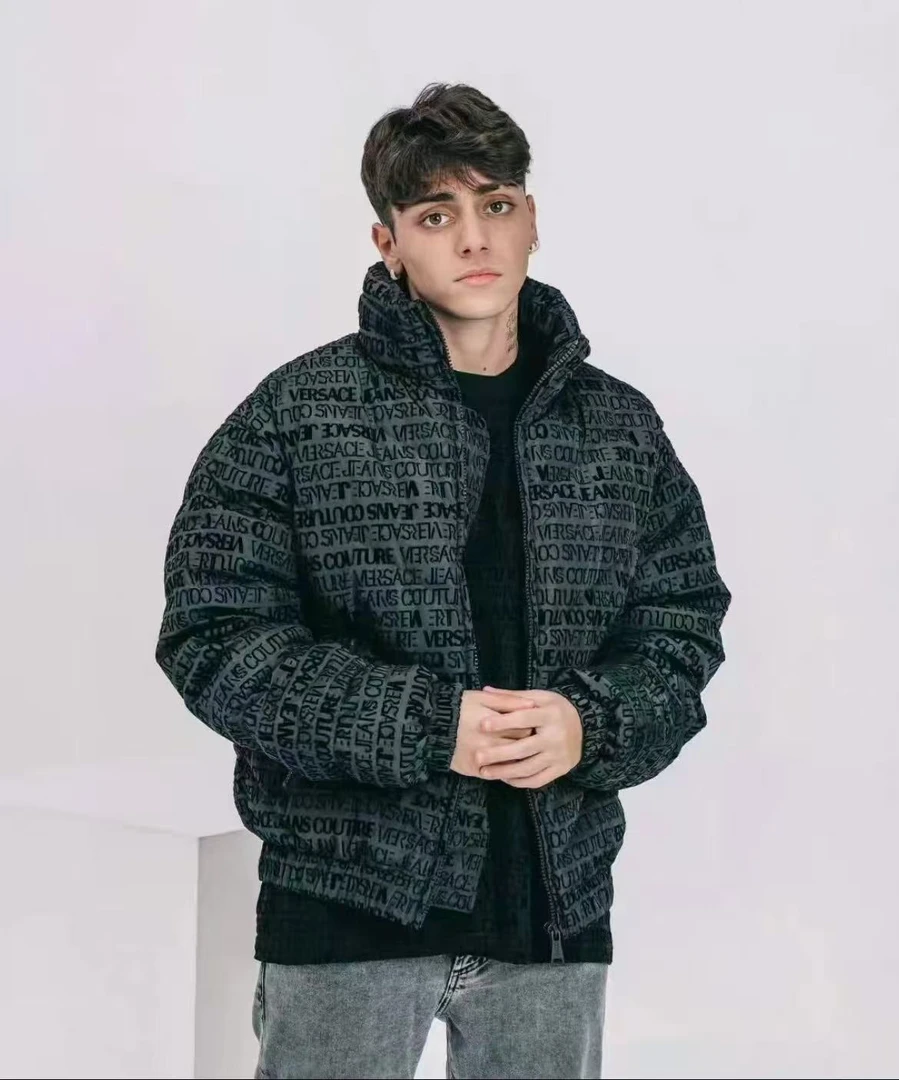 男士舒适保暖立领拉链花纹长袖