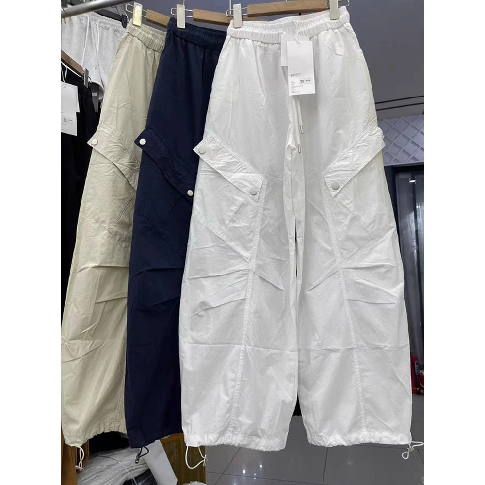 韩国东大门2025夏季新款气质松紧高腰宽松抽绳工装裤百搭休闲裤女