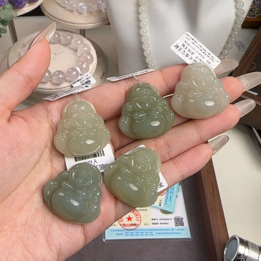 和田玉未镶嵌吊坠(不含链)笑口佛多样发一