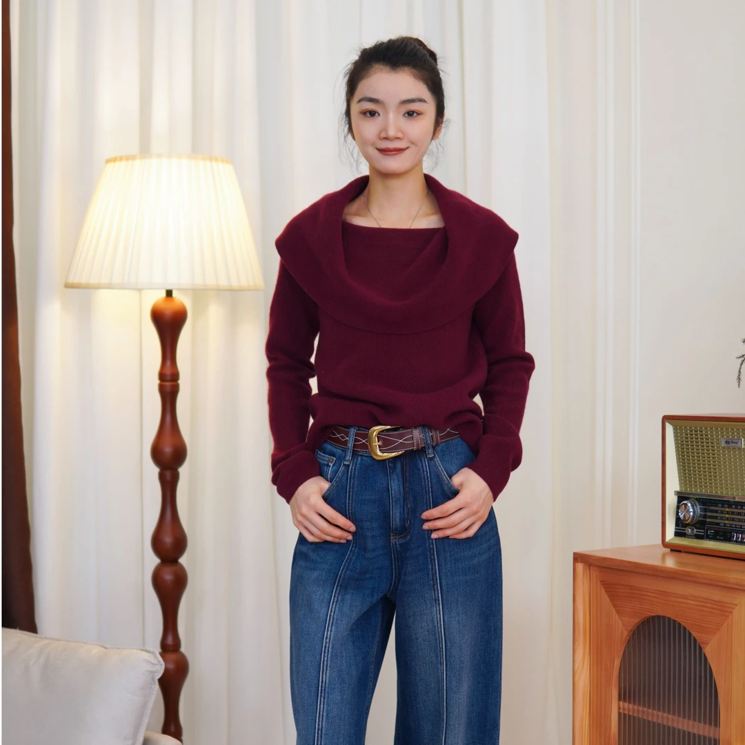 CHUN·「格利菲斯一字领针织衫」时尚百搭韩版百搭简约文艺新年小众