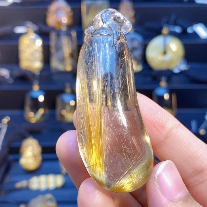 颈饰未镶嵌发晶天然白体金发晶顺发晶福瓜吊坠
