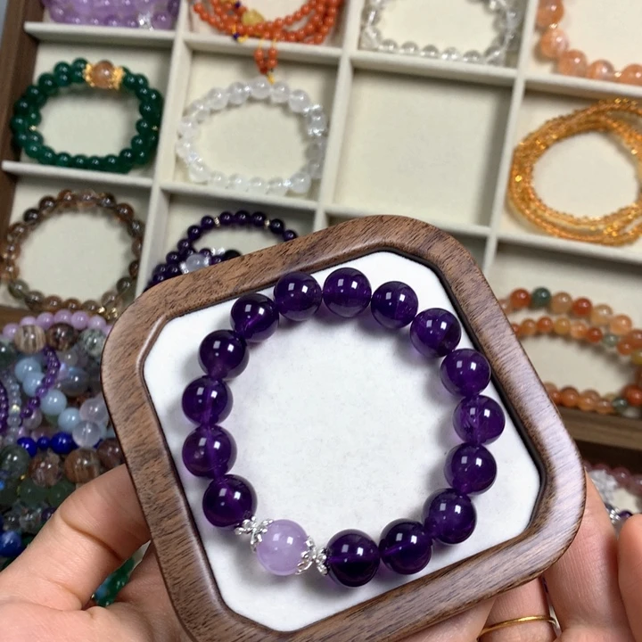 水晶手串未镶嵌k*d天然紫水晶手串