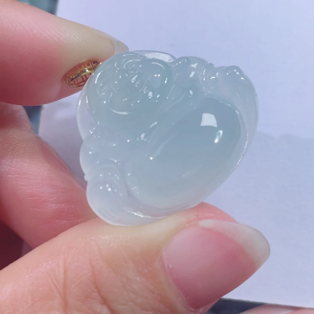 翡翠18K金镶嵌颈饰佛公