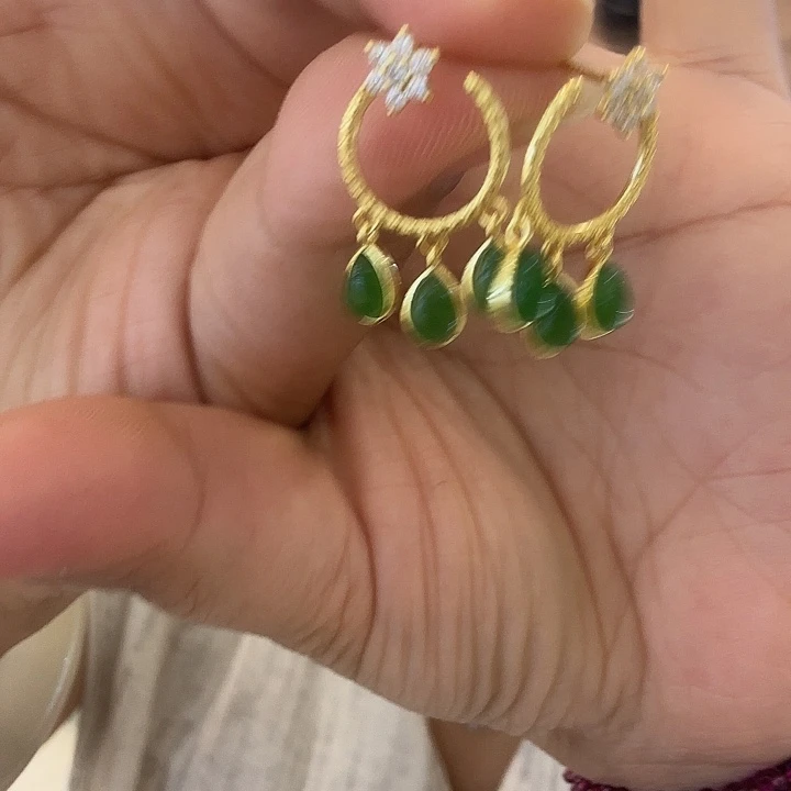 和田玉银S925镶嵌耳饰