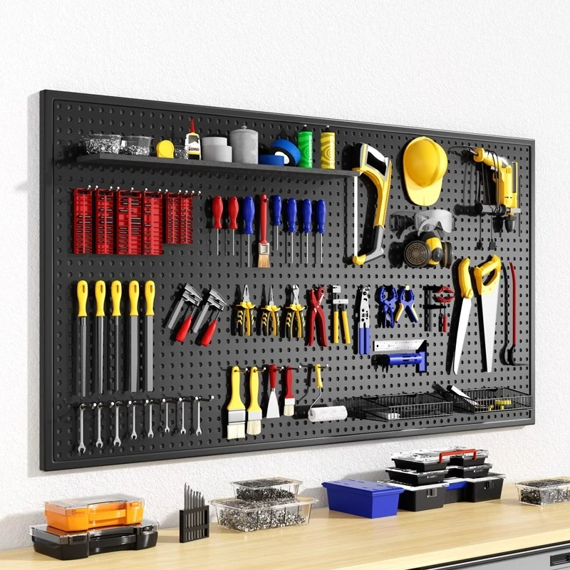 定制加厚洞洞板置物架带框货架上墙展示架超市五金工具收纳板货架