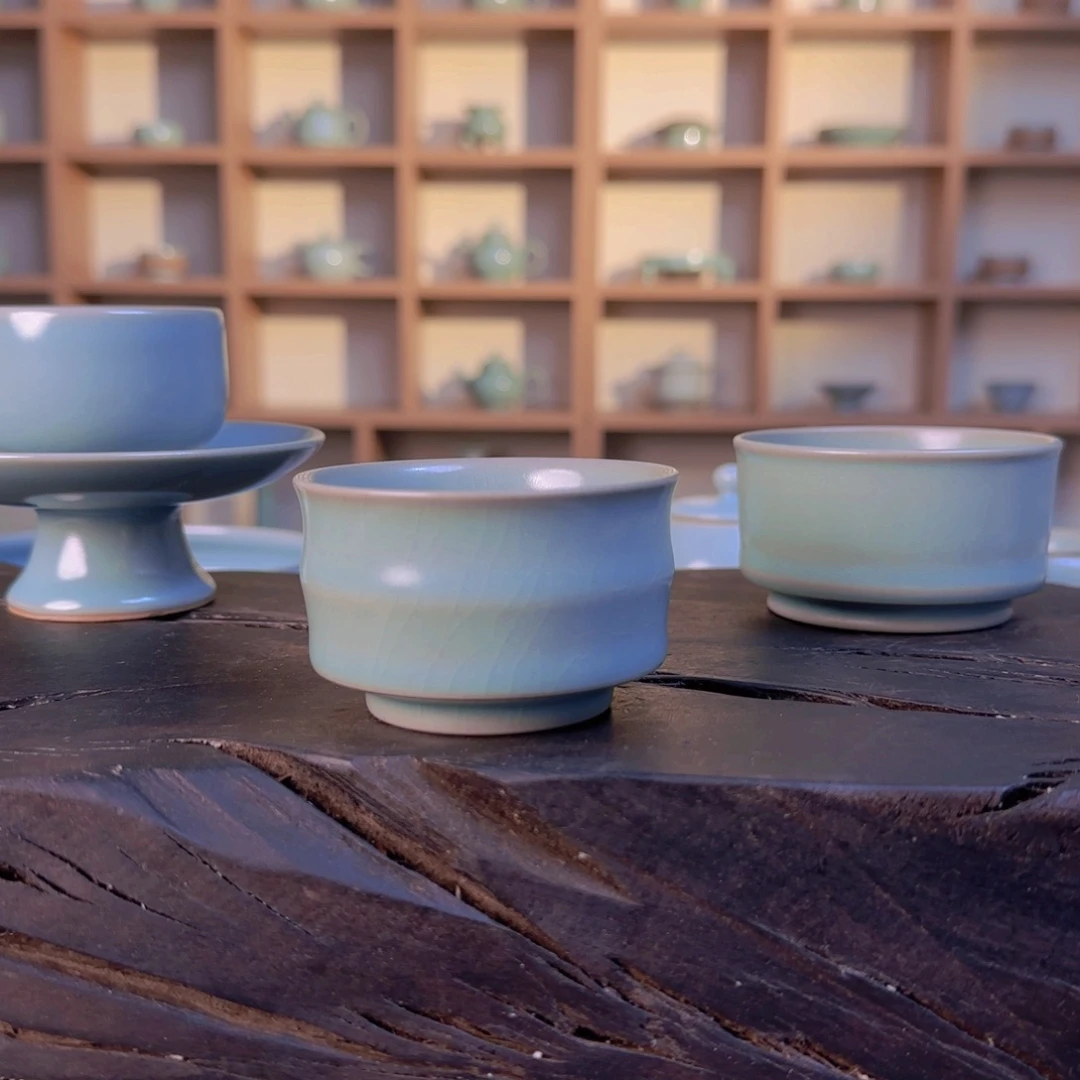 原产地汝瓷竹节杯微瑕