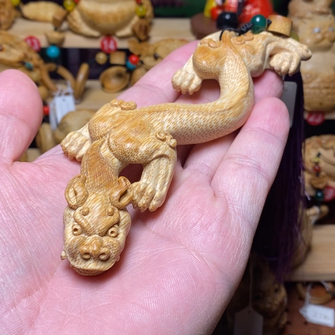 竹雕螭龙笔架小摆件