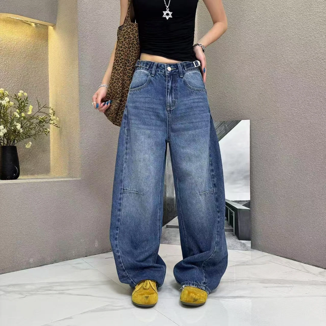 爆款夏款弯刀裤拖地裤高腰显瘦9177百搭软牛仔裤女宽松女士大码