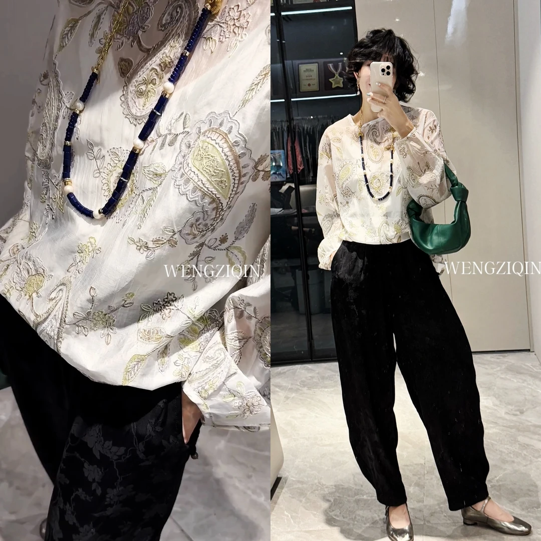 S2ECS6228S夏季新款法式慵懒松弛高级刺绣轻奢薄女上衣气质显瘦