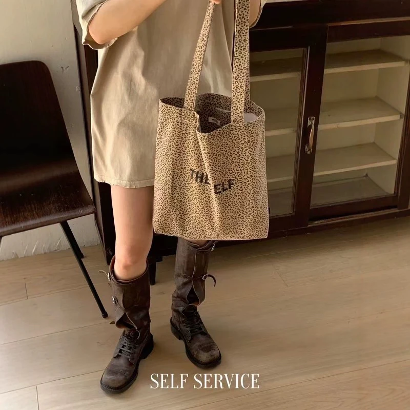 SELF SERVICE韩国东大门代购2025夏季女士新款字母豹纹休闲单肩包