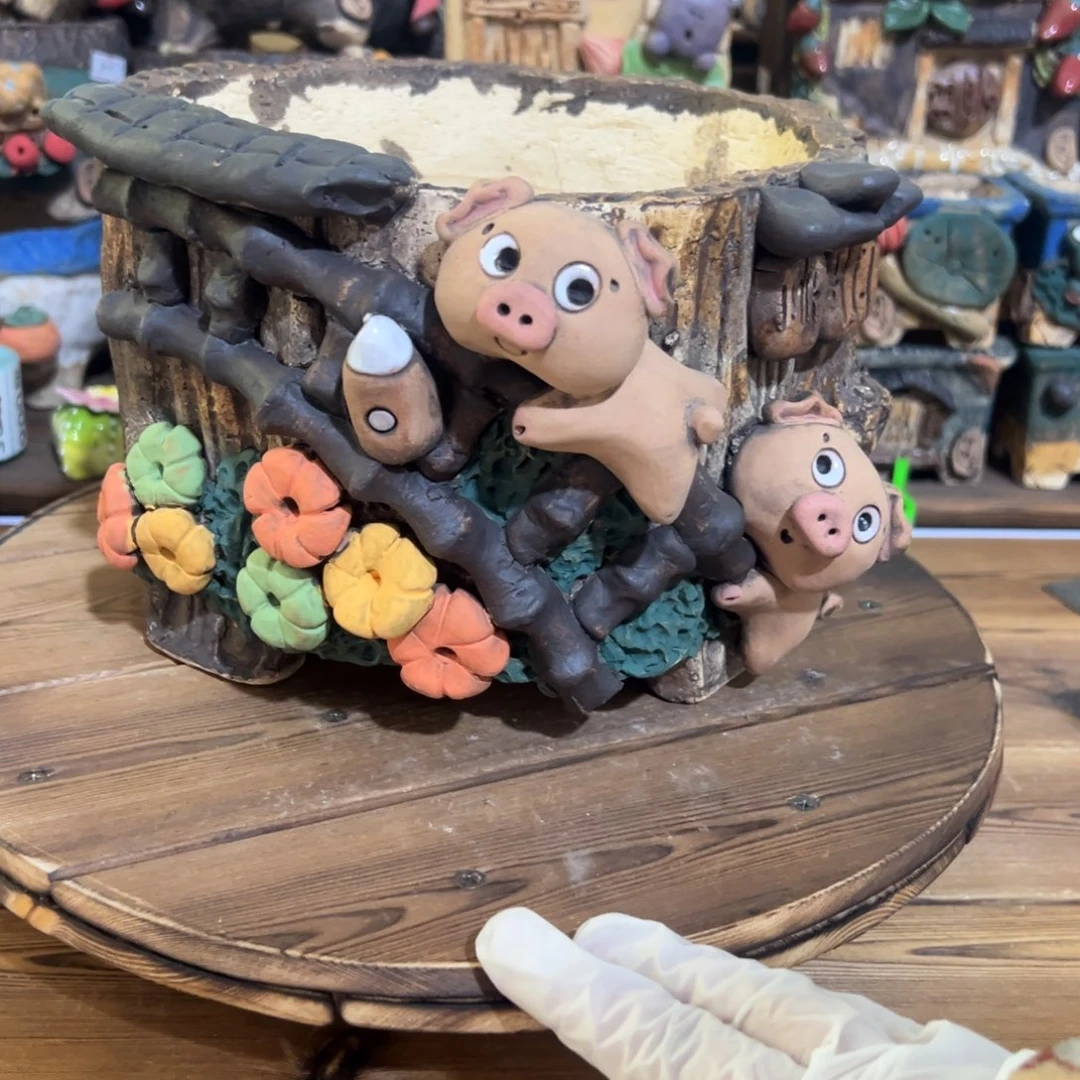 红陶嘻哈多肉花盆