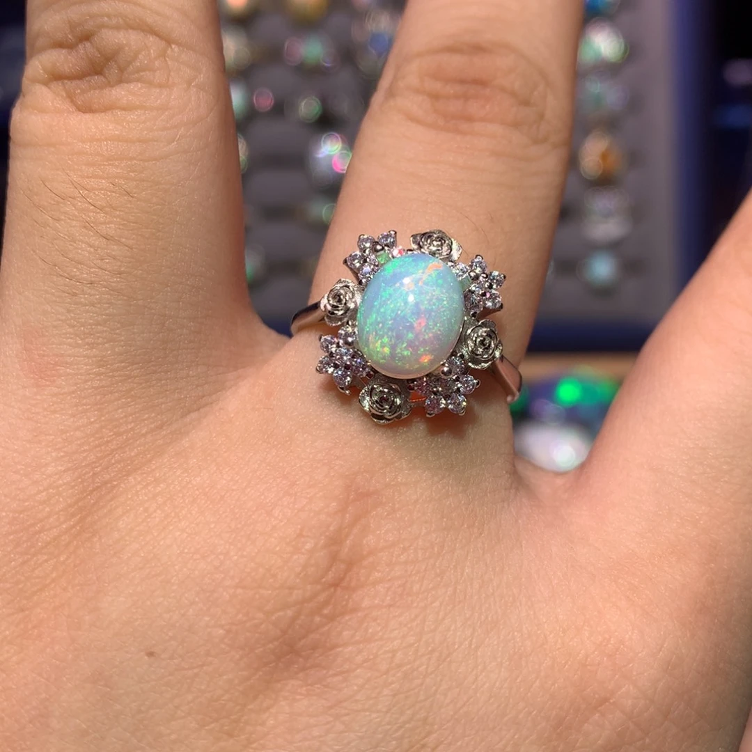 银S925镶嵌欧泊戒指