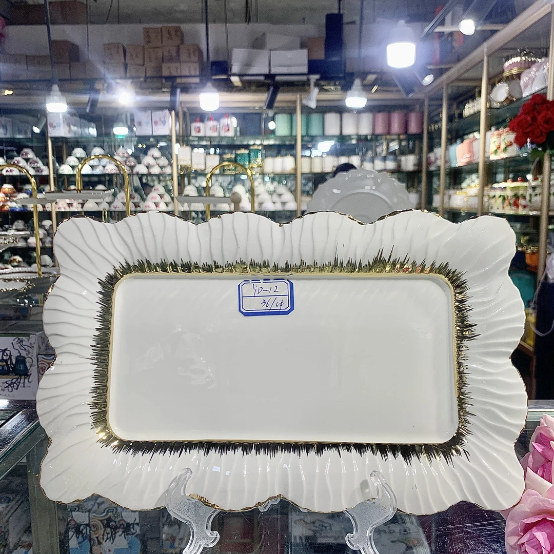 新款陶瓷餐盘家用长方形盘子新疆民族风手工餐具欧式餐盘