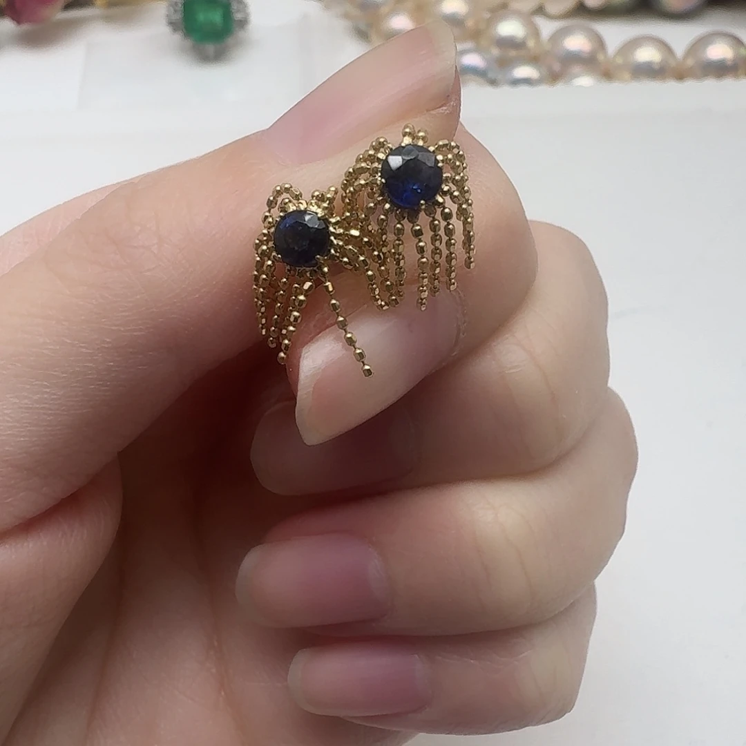 *****18K金镶嵌耳饰蓝宝石