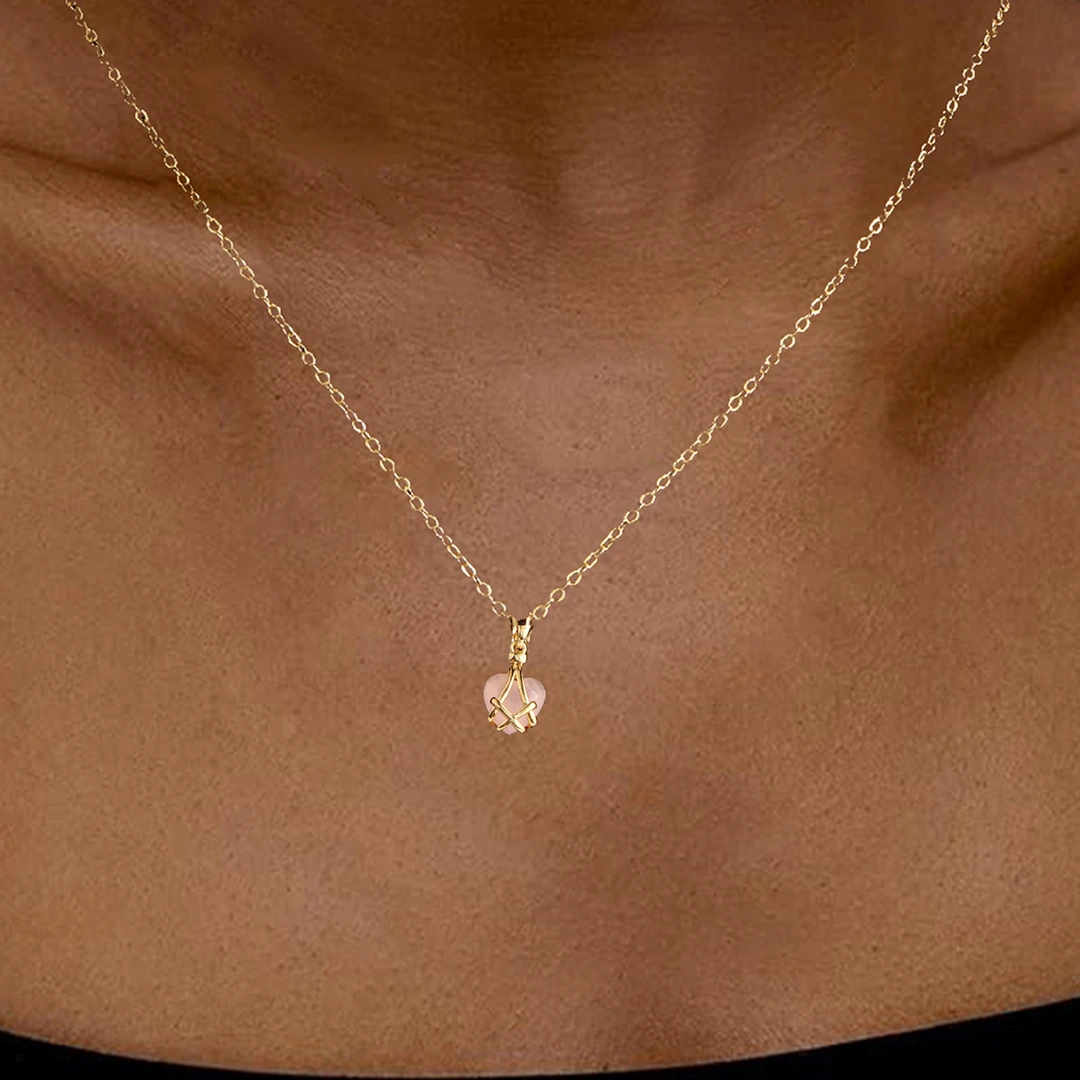 铜陶瓷吊坠 锁骨链高级小众简约跨境爱心吊坠项链气质时尚轻奢