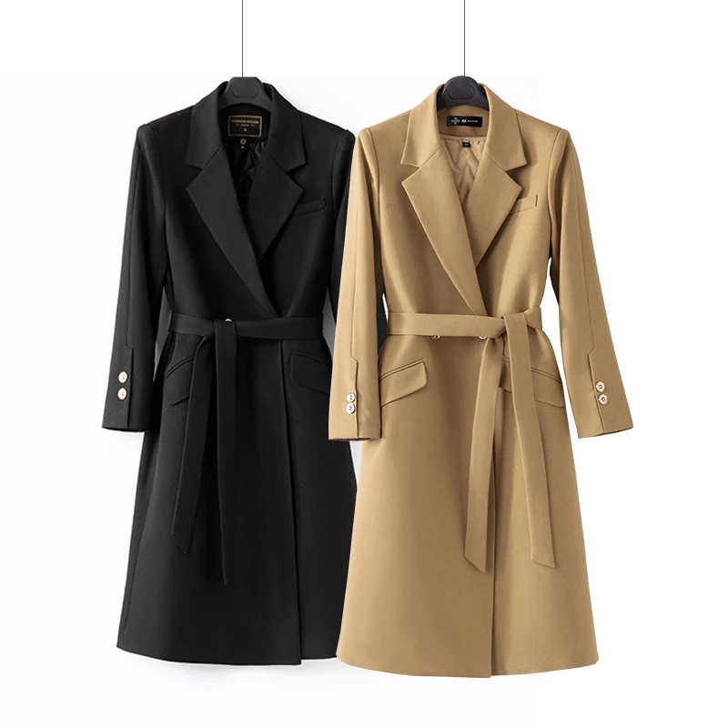 中长款风衣外套女2025新款秋冬季夹棉加厚小个子收腰女士西装大衣