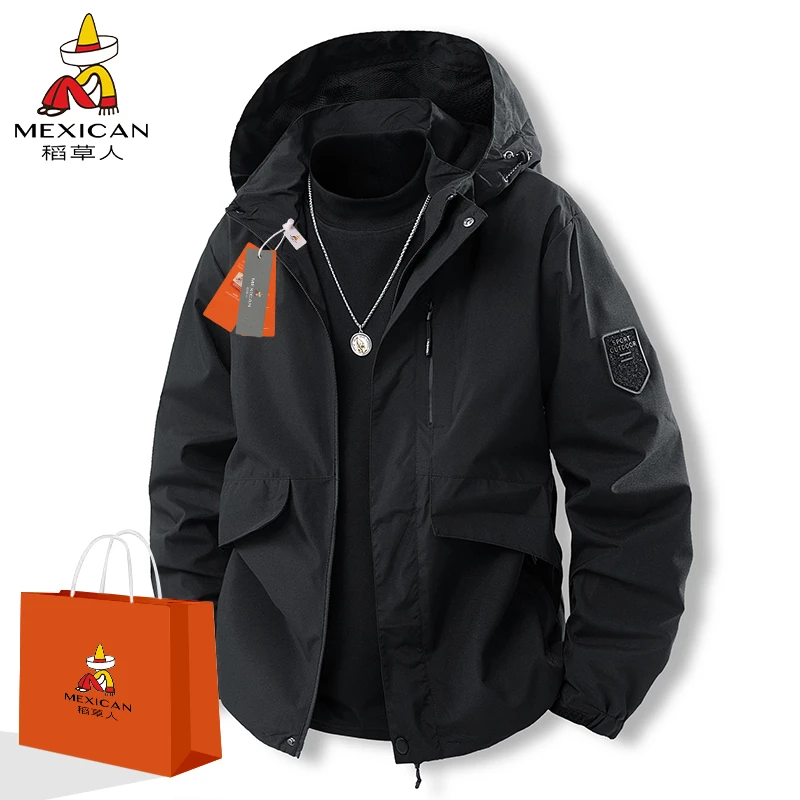 Mexican/稻草人外套男春秋季新款户外夹克防风防水时尚休闲登山服