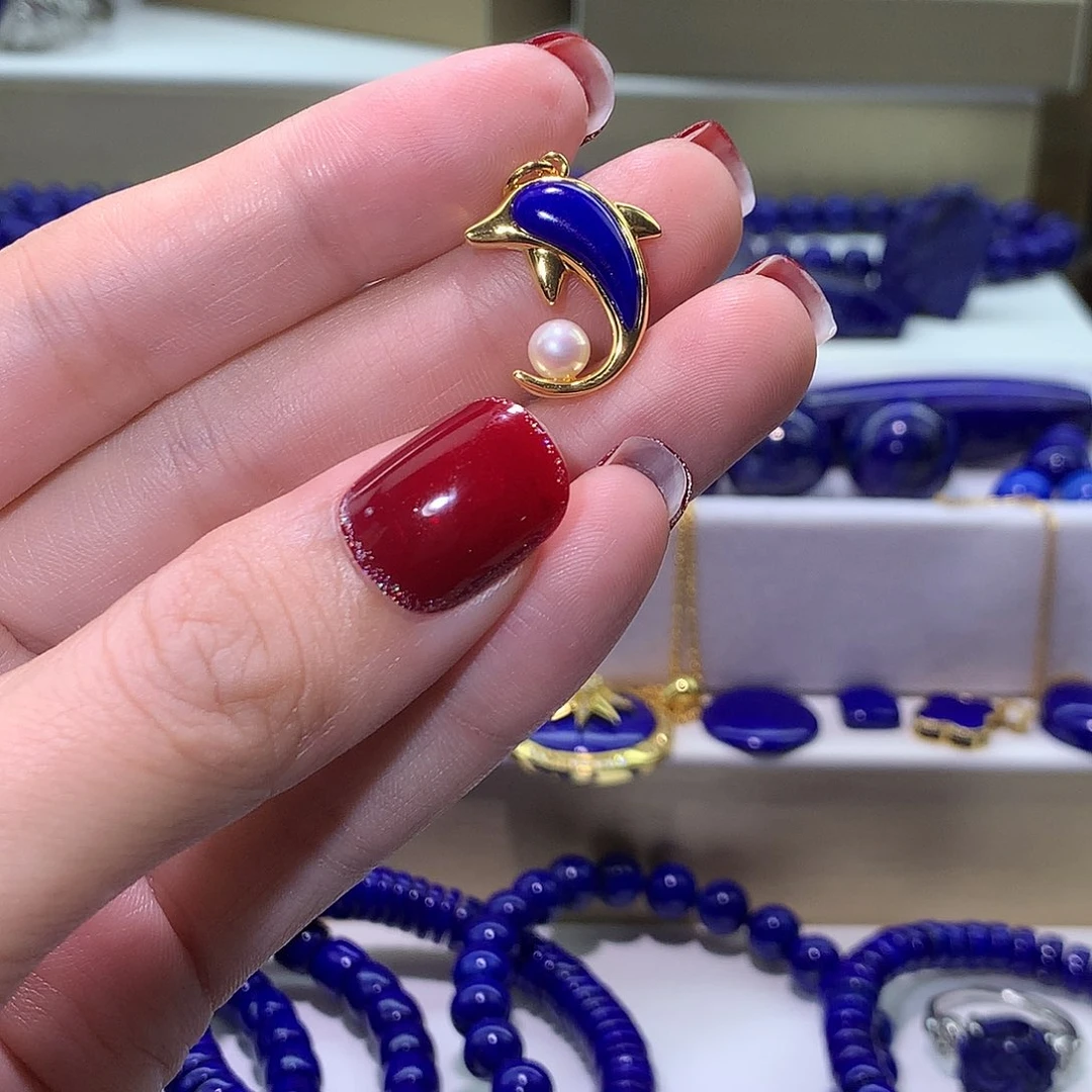 青金石合金天然原矿吊坠