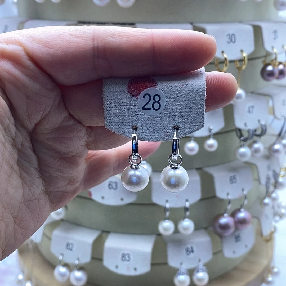 淡水珍珠耳饰银S925镶嵌
