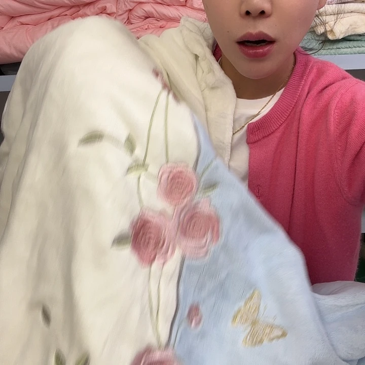 棉棉绒四件套加大蓝