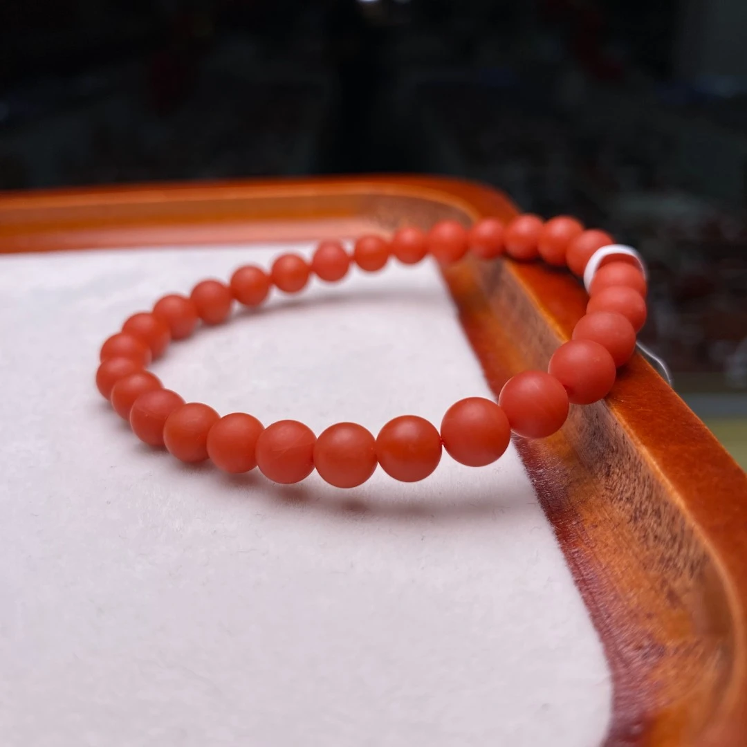 【小刘南红】保山南红精品哑光圆珠单圈  7mm 多样性发一