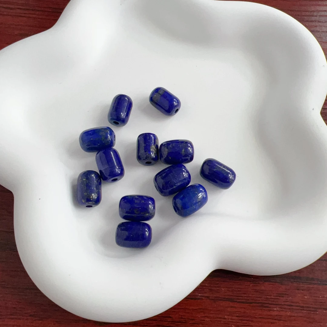 天然青金石桶珠裸石（单粒）通孔多样性发一随机发货