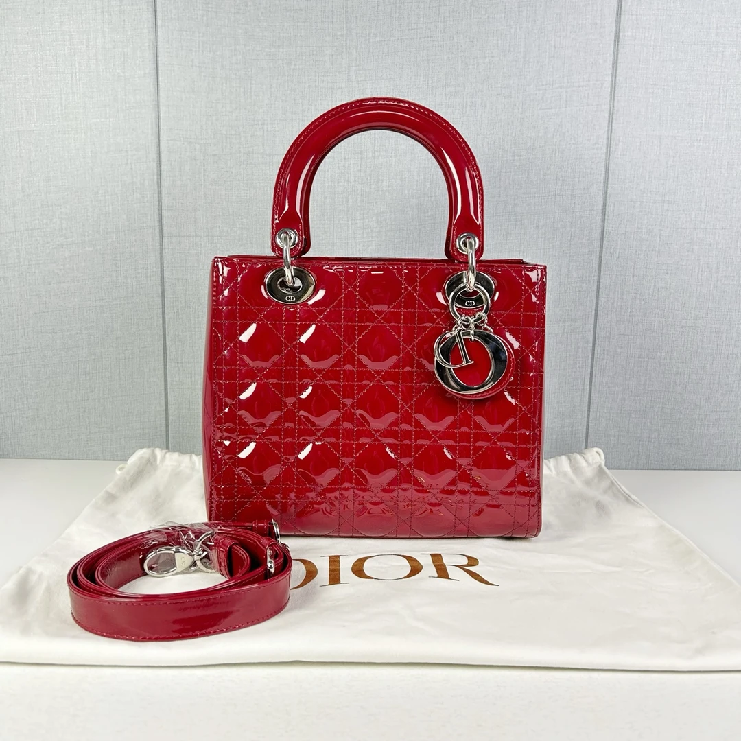 99新 DIOR/迪奥 迪奥/Dior  漆皮红色五格戴妃 17年