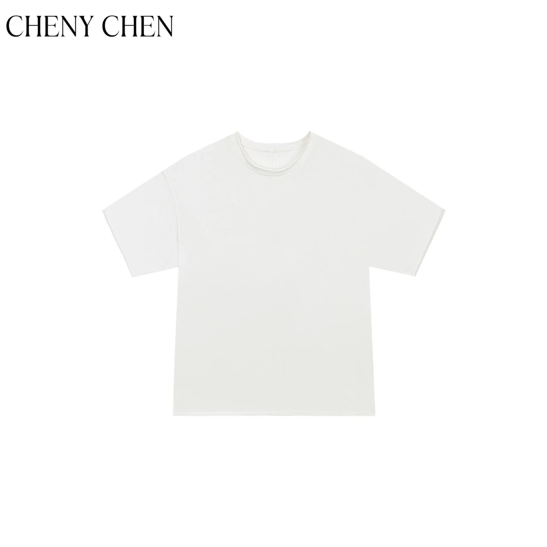 【CHENY】T恤街头风短袖圆领吸汗休闲风插肩袖宽松型字母CY-WW019