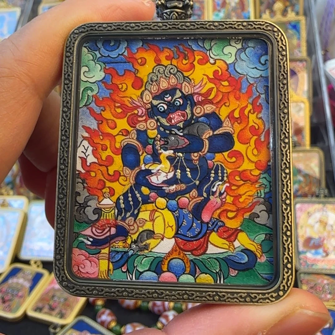 吊坠黑财神热贡唐卡