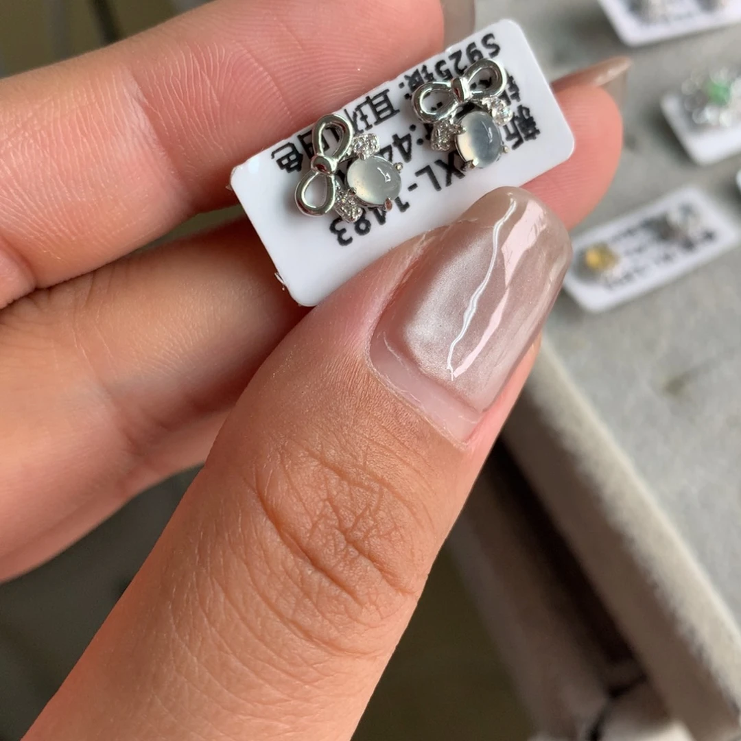翡翠银S925镶嵌吊坠(不含链)耳钉