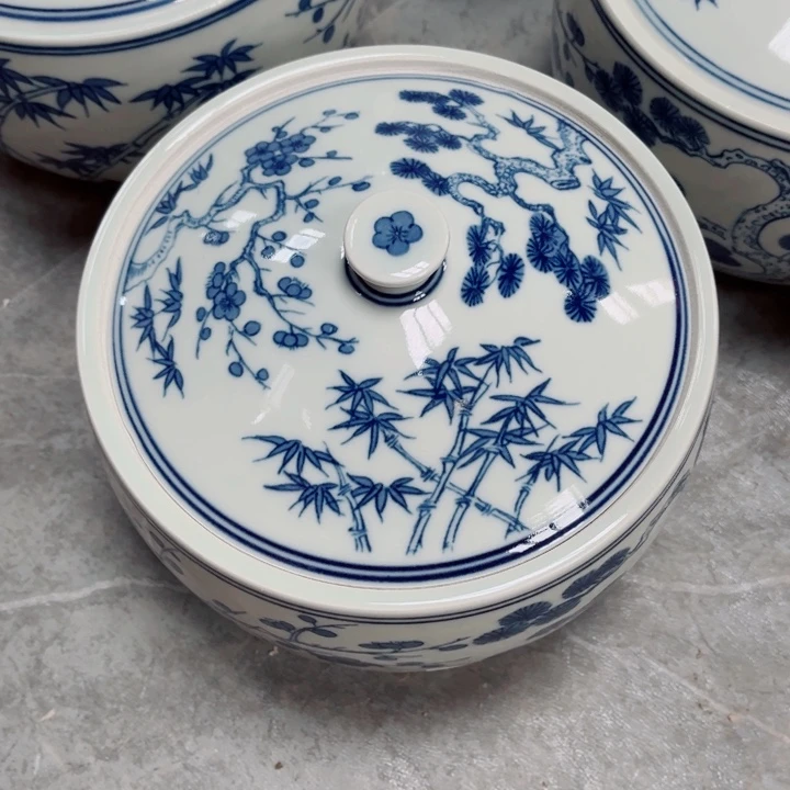 青花玲珑三友猪油罐3斤