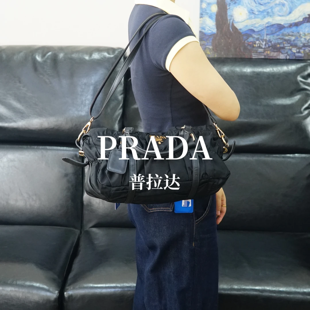 95新 Prada/普拉达 褶皱单肩手提包/F3EE04616039/6039