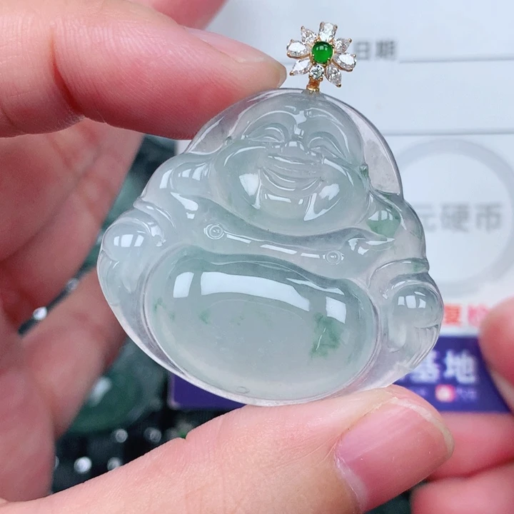 吊坠(不含链)18K金镶嵌翡翠