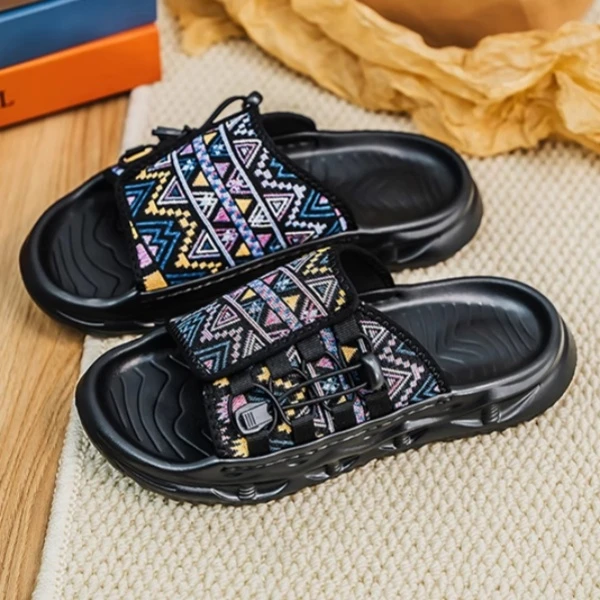 INGESARE夏季新款中国风一字拖鞋男款软厚底不磨脚舒适休闲拖鞋