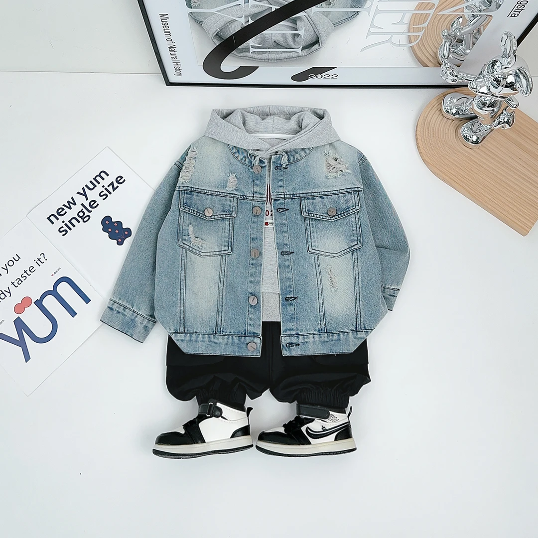 男童牛仔外套春秋2025新款春装儿童夹克潮 DF25019 悠悠童话童装