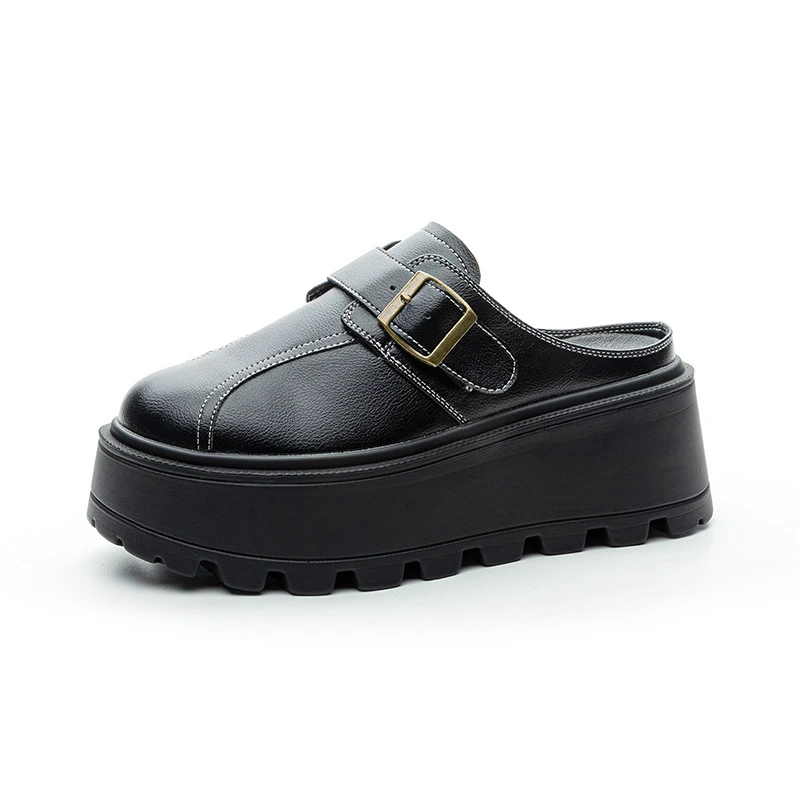 GIEVSZHE纪诗哲女鞋乐福鞋厚底百搭休闲皮鞋英伦圆头软底复古时尚