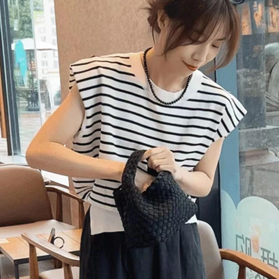 邻家集品/休闲T桖/82425403/大码/显瘦/针织/百搭/夏季/宽松/条纹