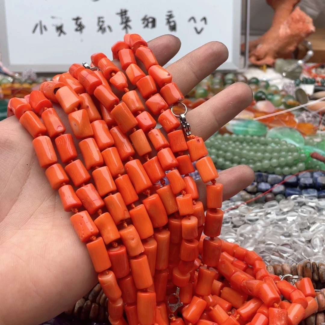 玛瑙/玉髓合金珠宝半成品一条装沙丁精灵管珠项链卡8mm