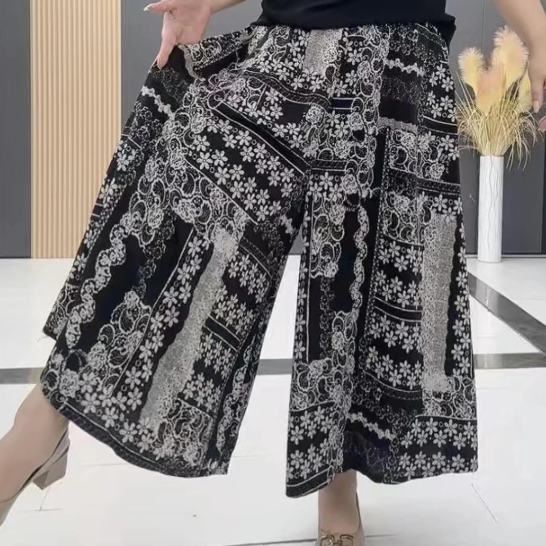 1901#大码时尚夏季新款凉感舒适碎花裙裤洋气百搭