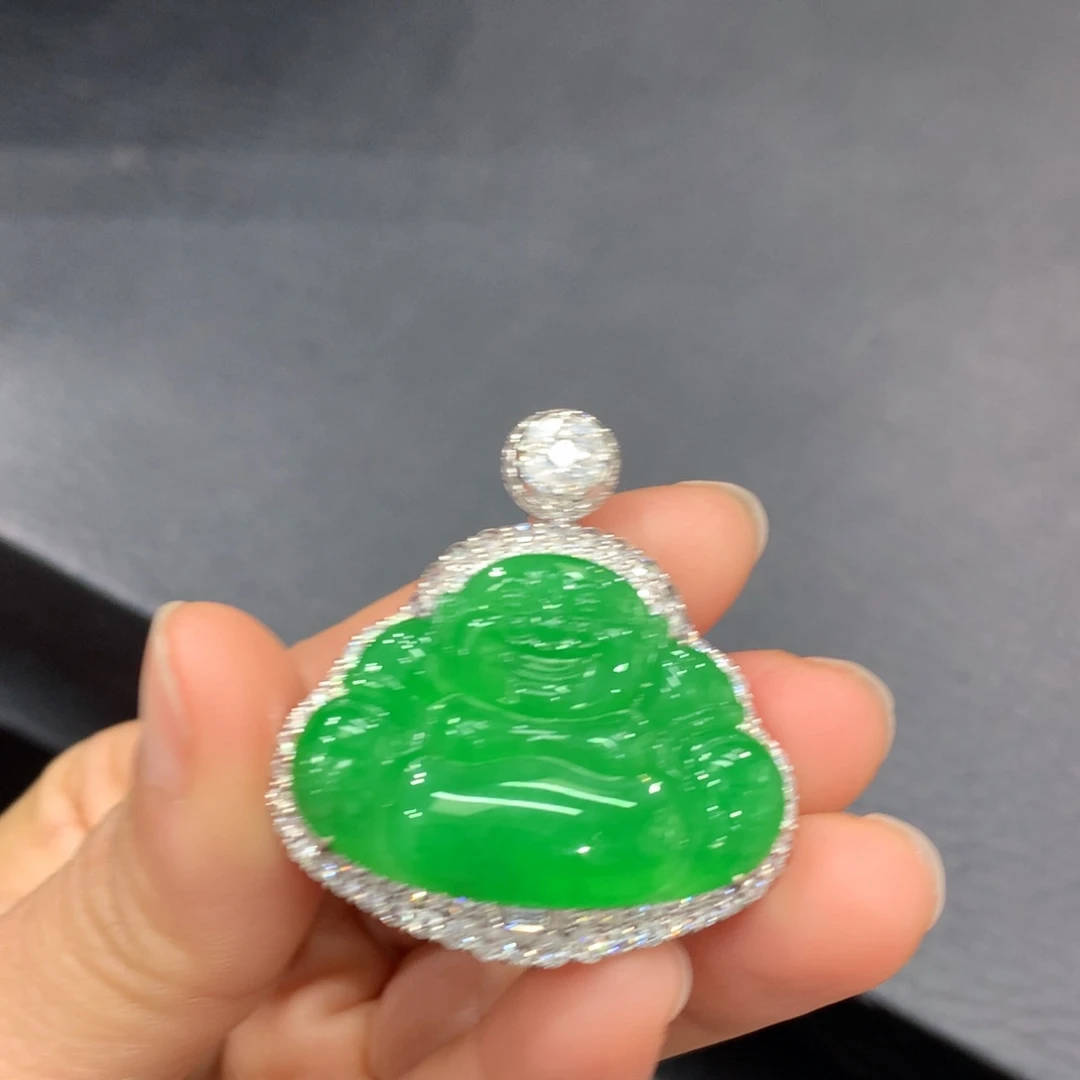 翡翠18K金镶嵌吊坠(不含链)