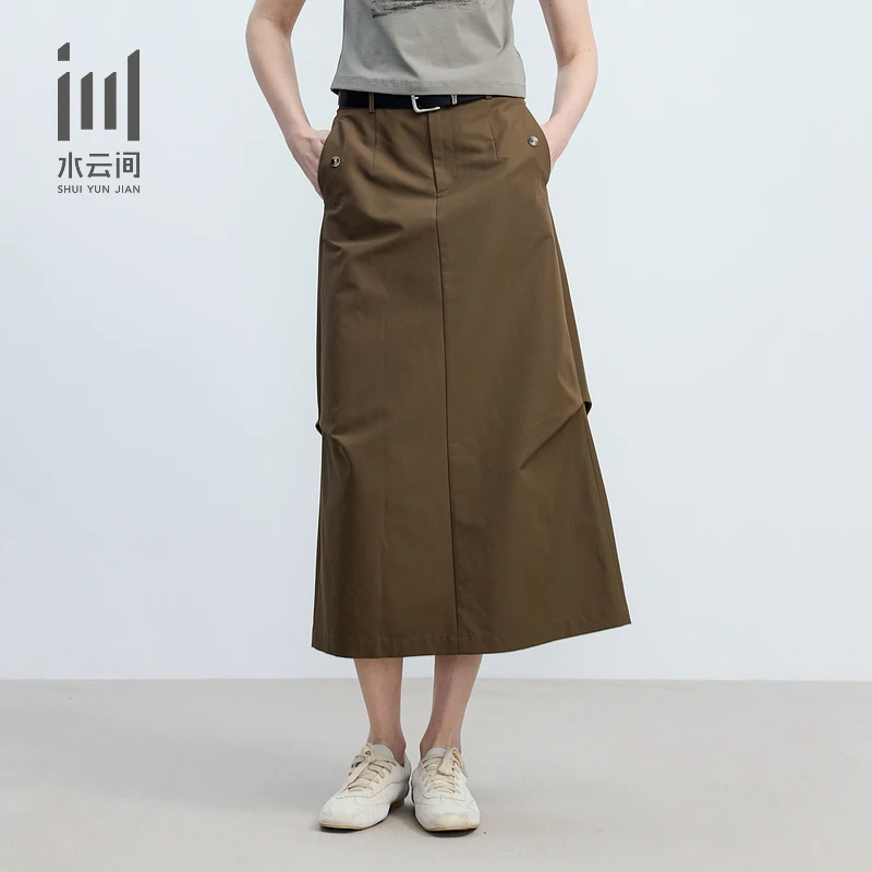 水云间女装优雅咖啡色直筒裙半身裙附腰带2025工装裙12520681