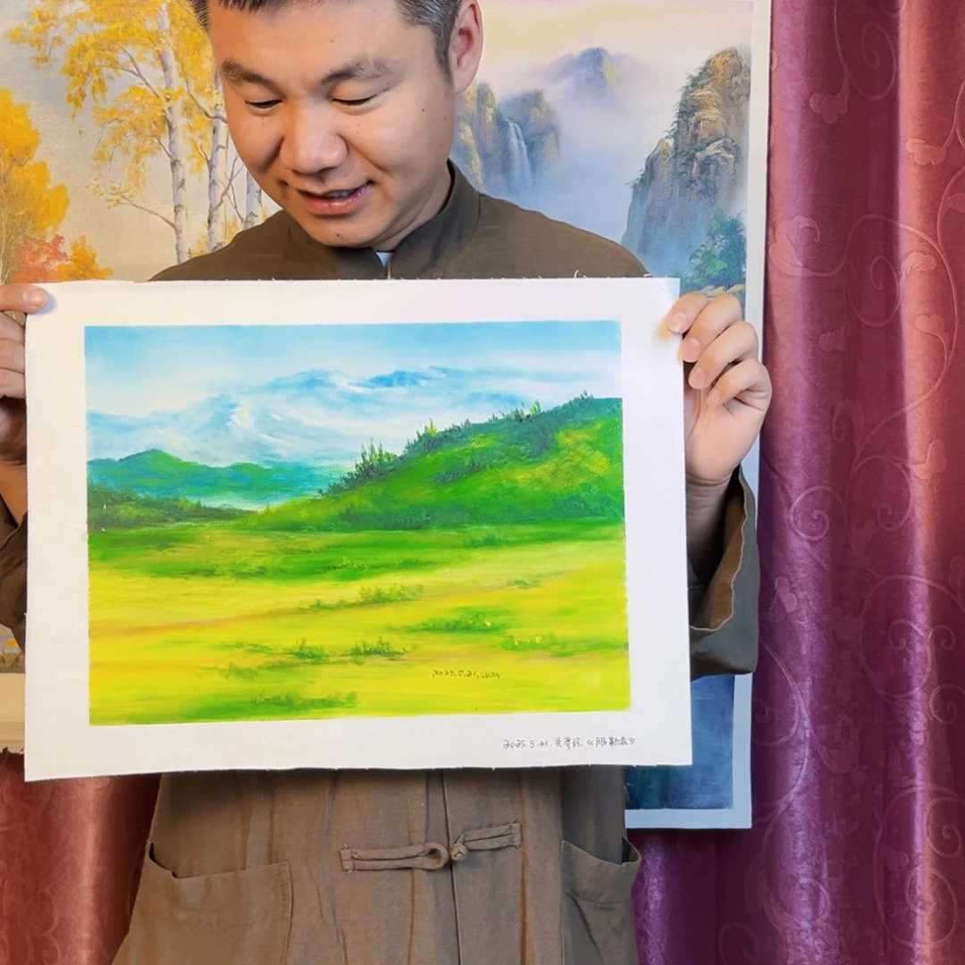 油画行路人小院绘画作品竞拍