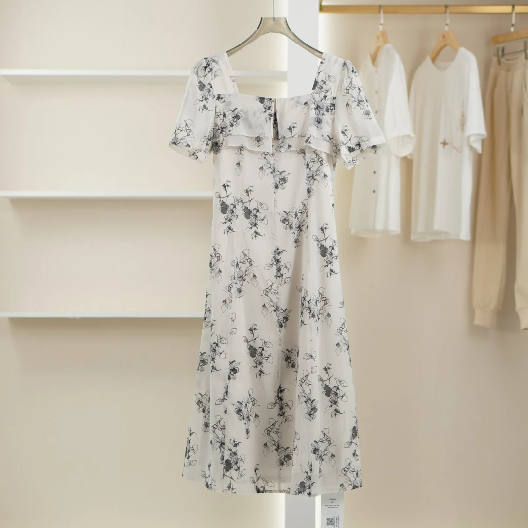 麦迪尚品【Miss-O】50421294法式气质水墨画连衣裙女夏季品牌专柜