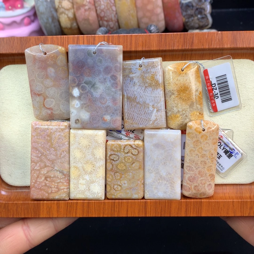 硅化珊瑚（珊瑚玉）未镶嵌吊坠(赠链)2号单价15一颗可挑选