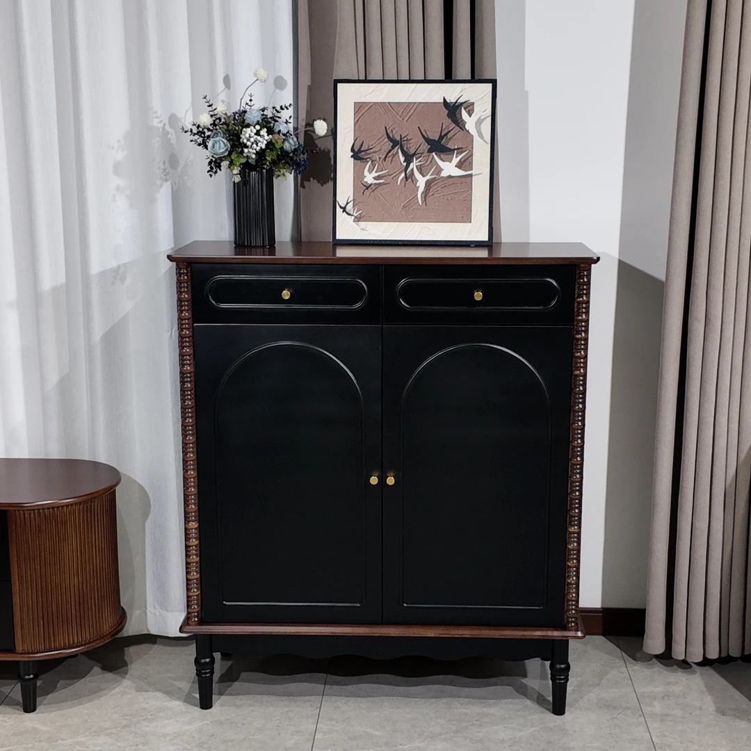 中古风鞋柜全实木复古风法式储物收纳柜子小户型家用美式客厅家具