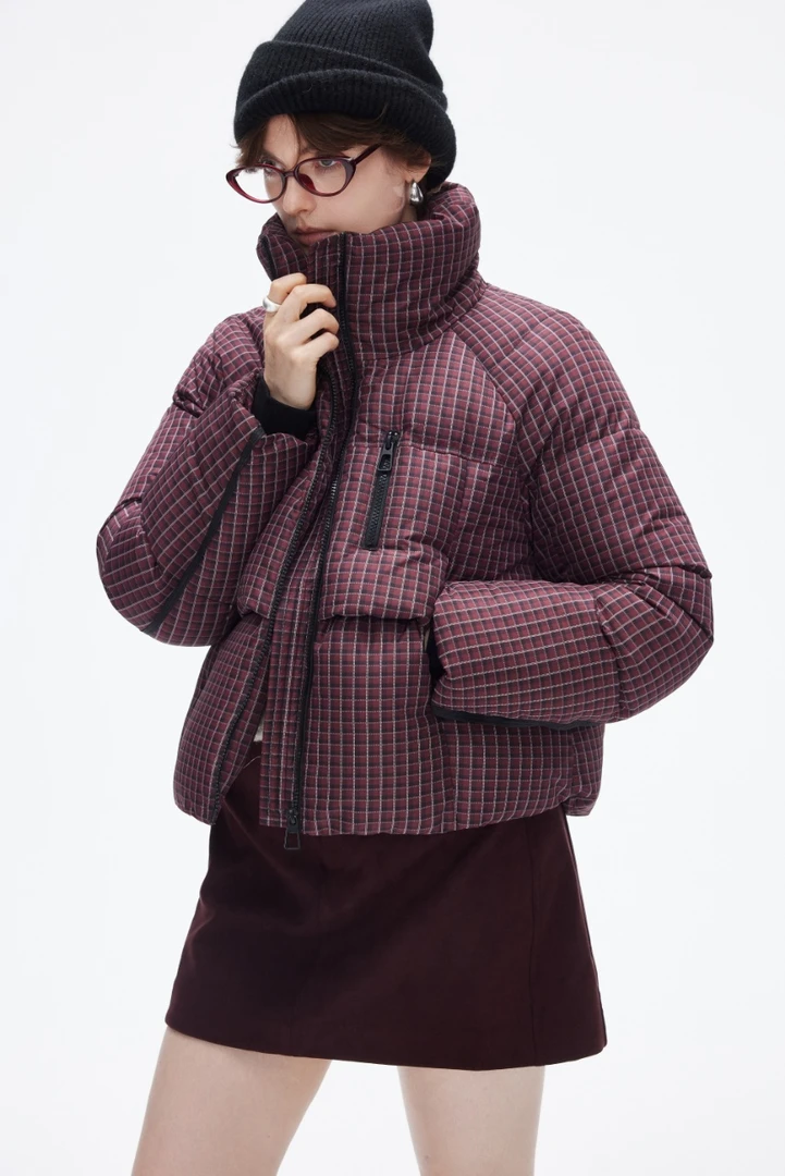 【格纹控必入】2025 冬高领短款羽绒服 复古保暖还显高级的面包服