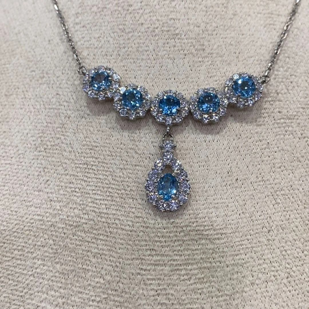 托帕石颈饰银S925镶嵌