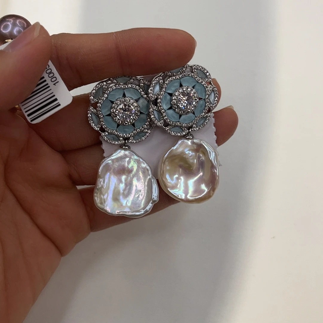 合金淡水珍珠耳饰