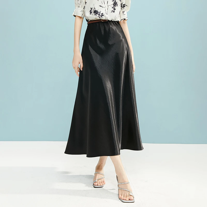 晚白【新品】2025夏半裙垂坠半身裙25031235