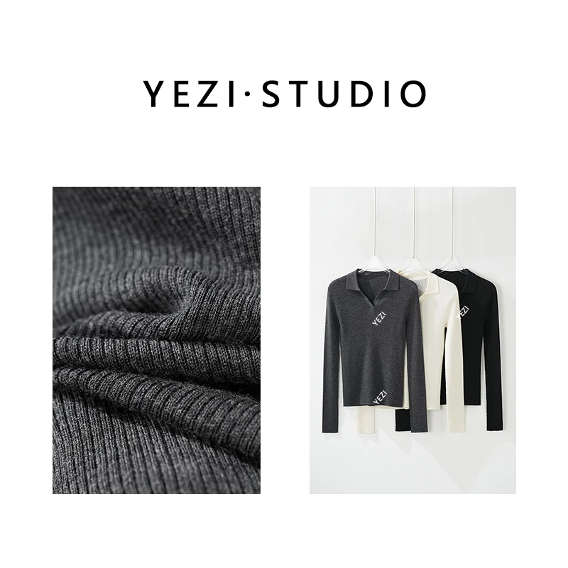 两件加购缪系穿搭百百羊毛经典坑条polo领叠穿针织衫25418024